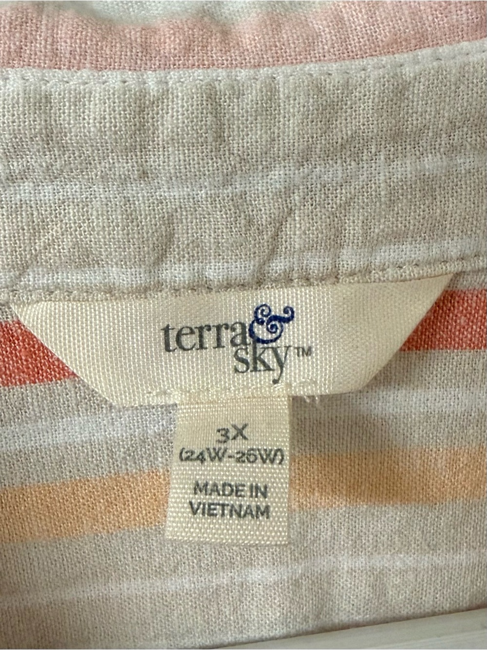 Terra & Sky Peach and Cream Striped Knit Top - Picture 3 of 5